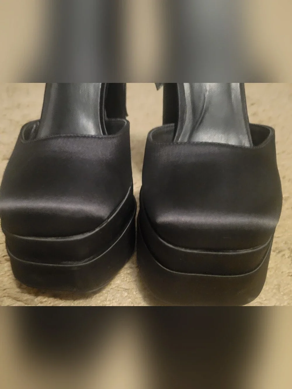Dream Pairs Black Satin Platform Block Heel Mary Jane